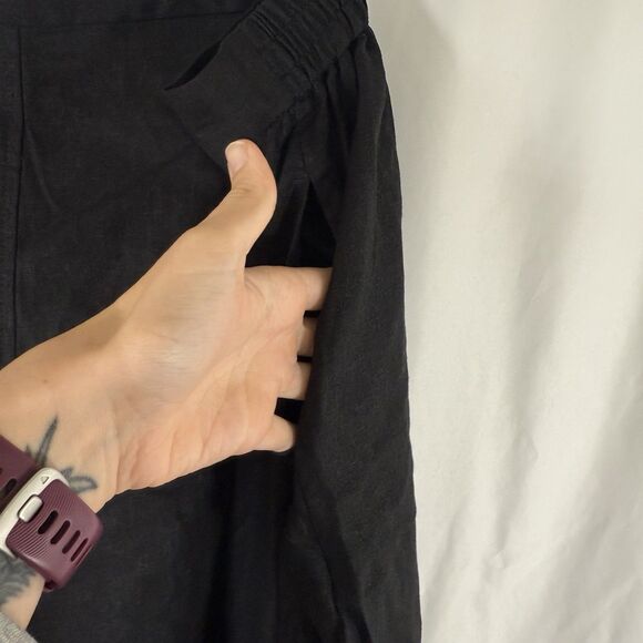 Woman Within Linen Blend Midi Skirt Women's 22 24 Black Pull On Pockets - Picture 6 of 11